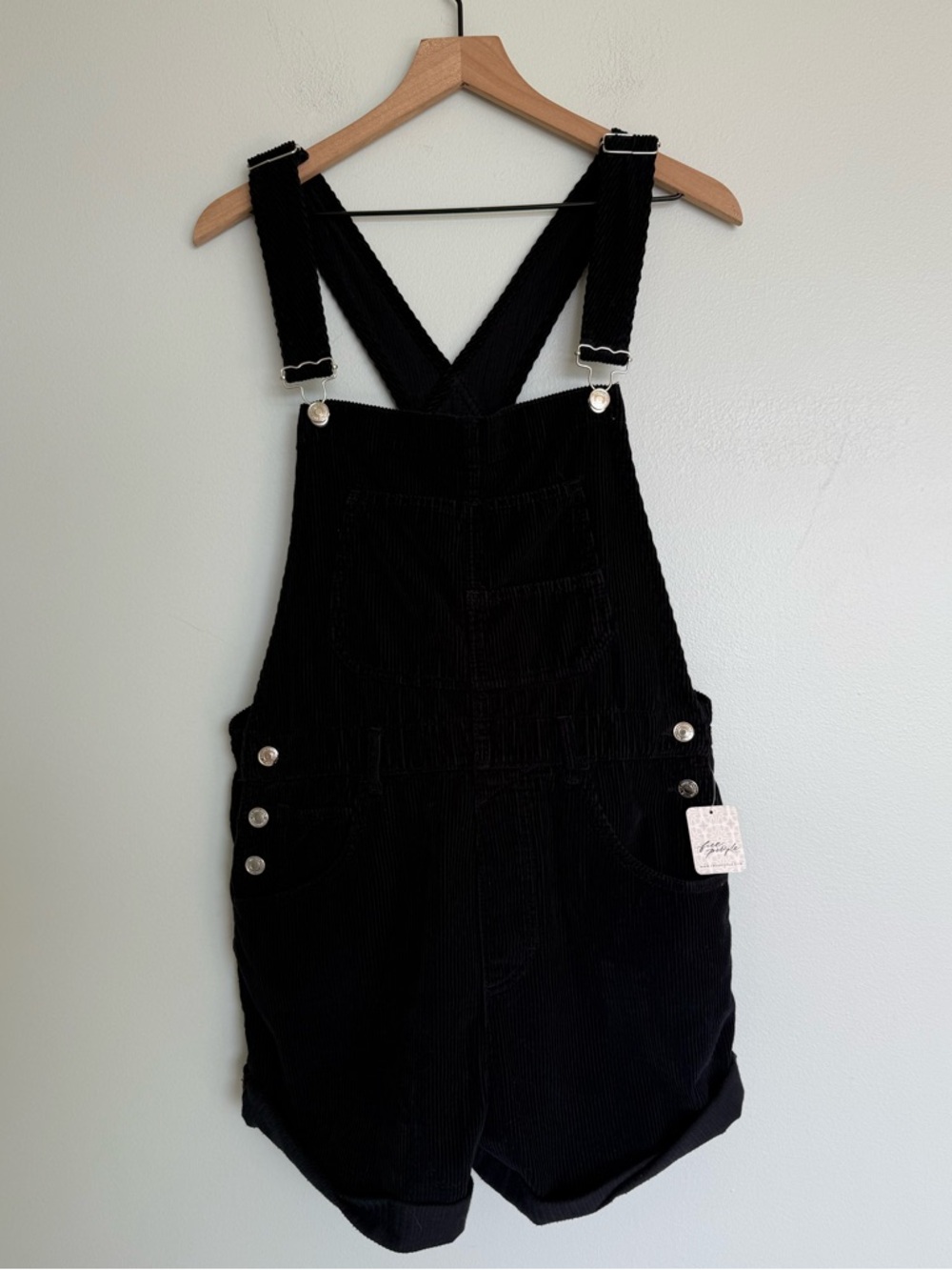Free People We The Free Ziggy Black Corduroy Shortalls - Picture 7 of 12